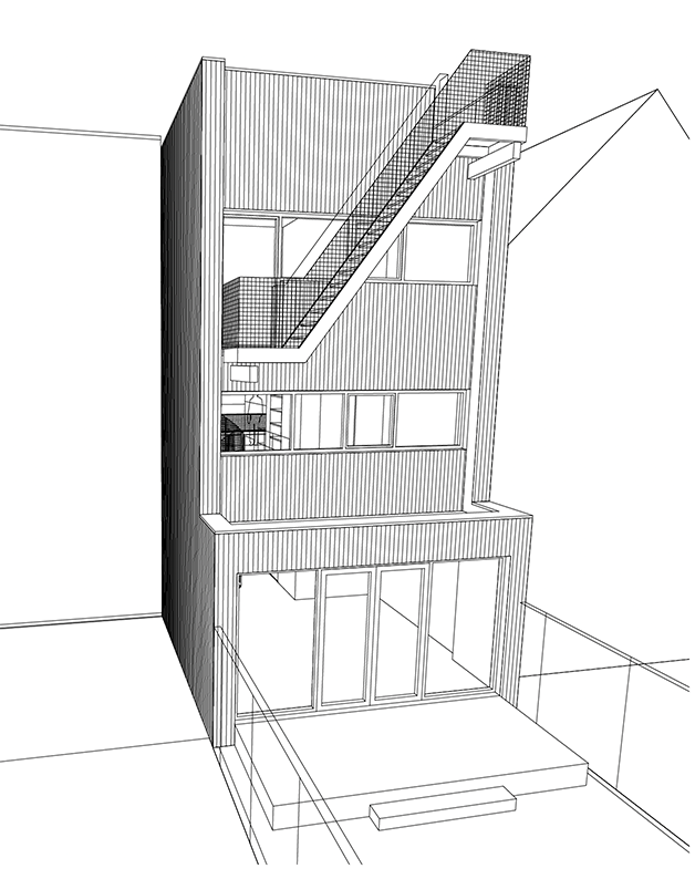 Woning Amsterdam Architectuur gevel buitentrap staal Studio Staat